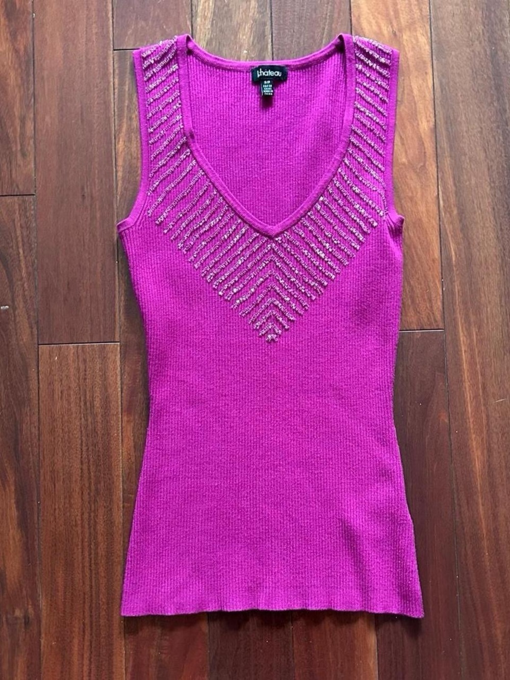 Vintage Le Château Hot Pink Sequin Tank Top